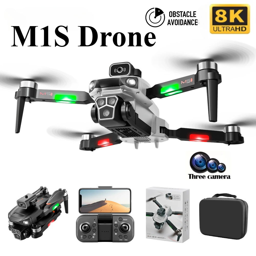 Jjrc Drone X12 - M1Sドローン 8Kプロフェッショナル トリプルカメラ 障害物回避機能付き 折りたたみ式RCクアッドコプタードローン ブラシレスモーター