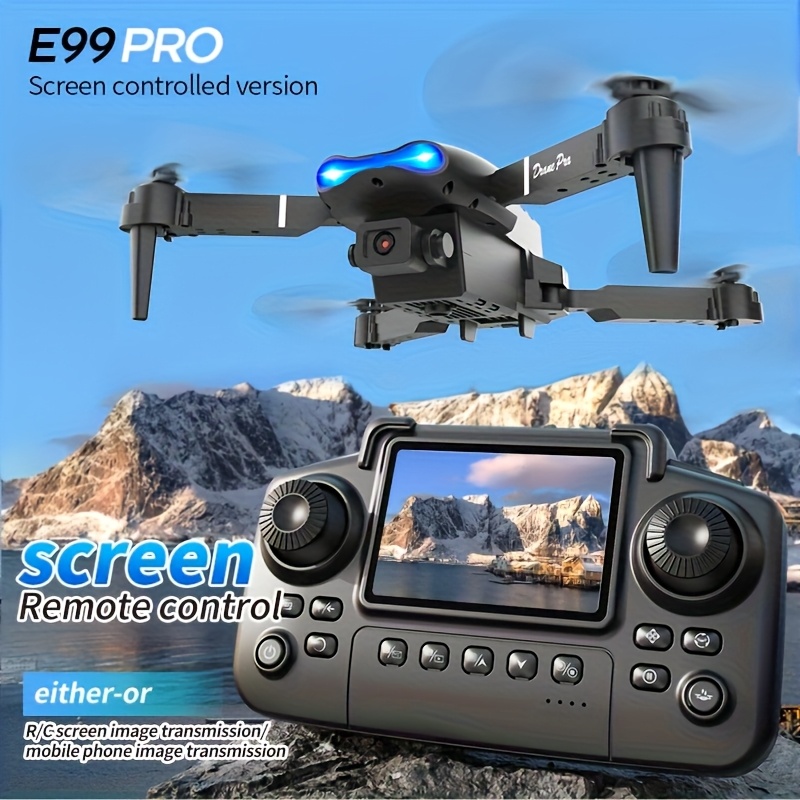 Drone Battery Case - 2026年型、デュアルカメラ4K HD、画面付きリモコン、2つのバッテリー、40分の飛行時間、ワンキーで帰還、LEDライトを搭載した、折りたたみ式E99 PRO MAXドローン。大人や初心者向けのミニRCクアッドコプター。ブラックフライデーやクリスマスギフトに最適。