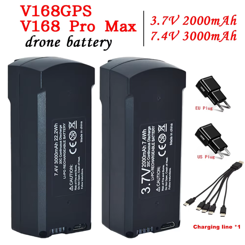 Drone Battery Lipo - GPS V198 7.4V 3000mAh バッテリー RC